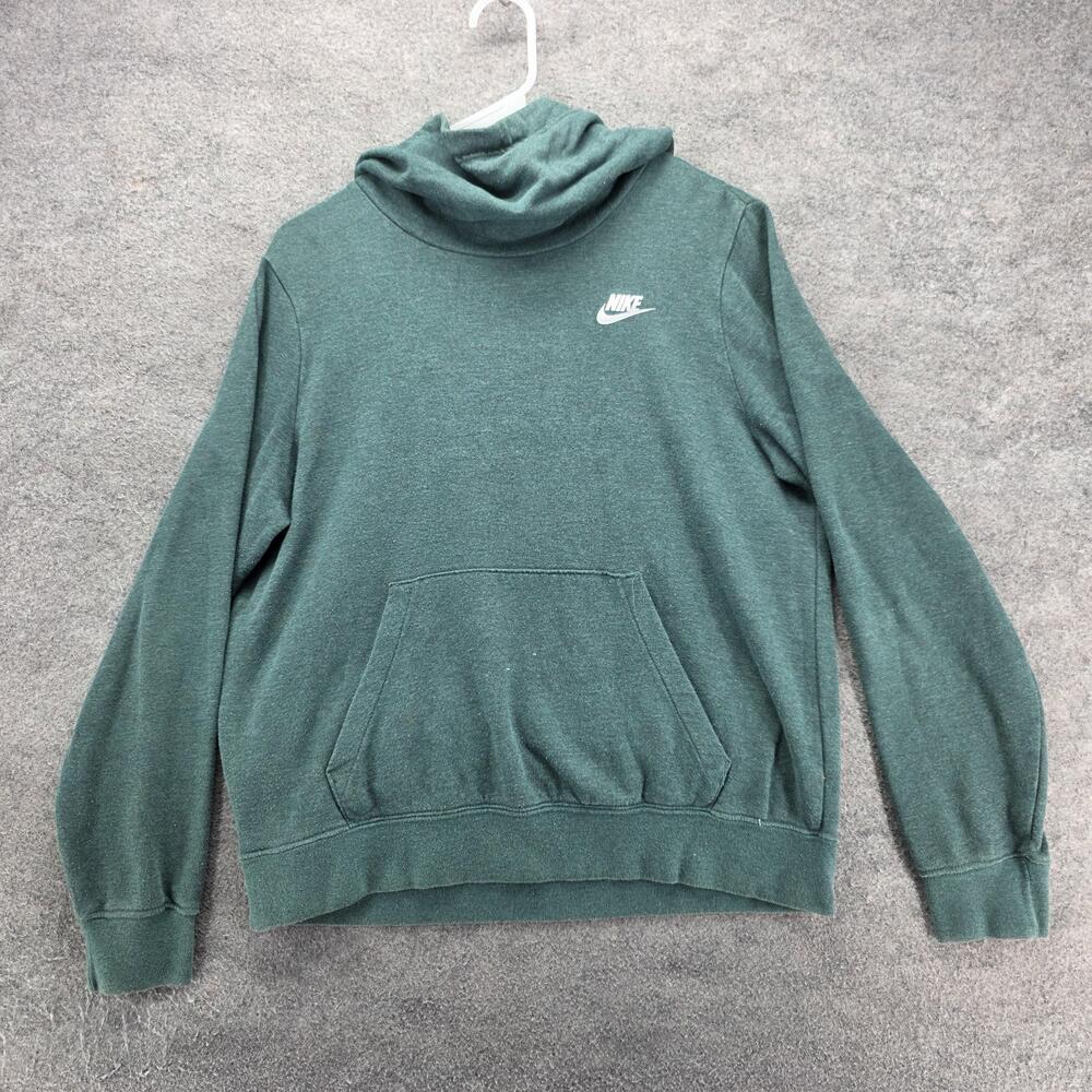 Nike Hoodie Womens M Green Pullover Hooded Pockets Graphic Print BV4526-300